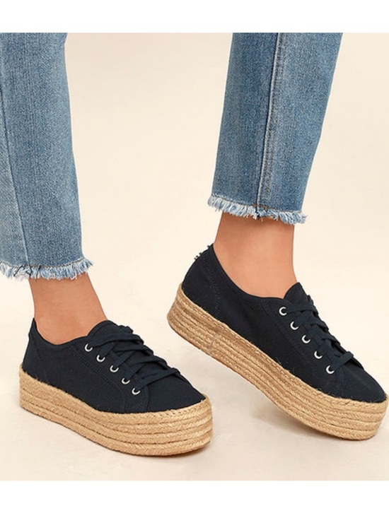 Steve Madden Shoes - Steve Madden Hampton Navy Canvas Espadrille Platform Sneakers